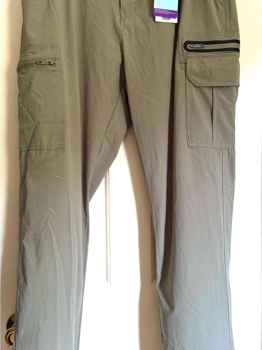 Men's Cargo Pants in Olive Beige with Zip Pockets